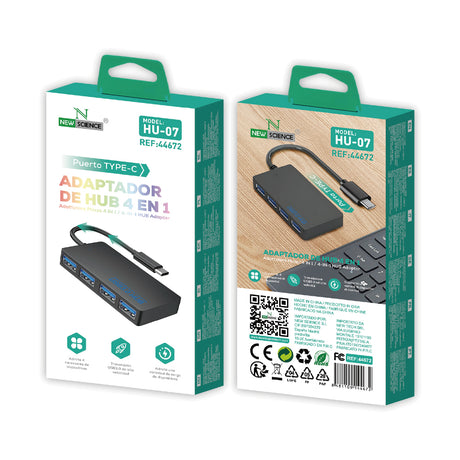 Adaptador HUB 4EN1 Type-C a USB 3.0 HU-07