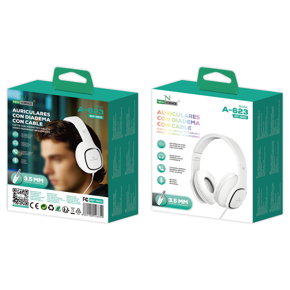 Cascos Diadema A-623 con Cable Jack 3.5mm