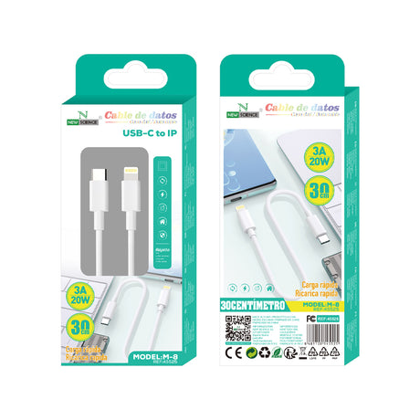 Cable PD USB-C a Lightning iPhone 3A/20W 30CM M-8
