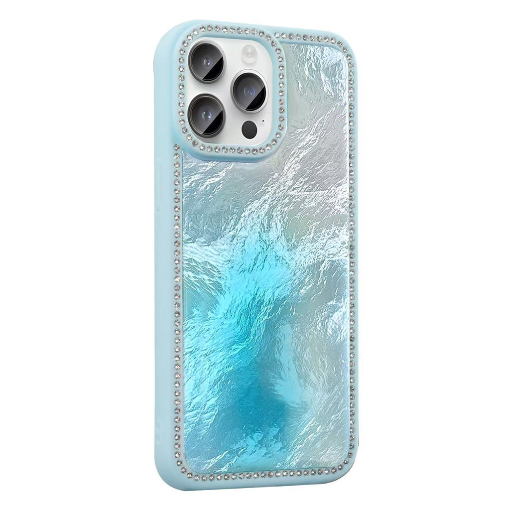 Capa brilhante para iPhone 15 com rebordo em diamante