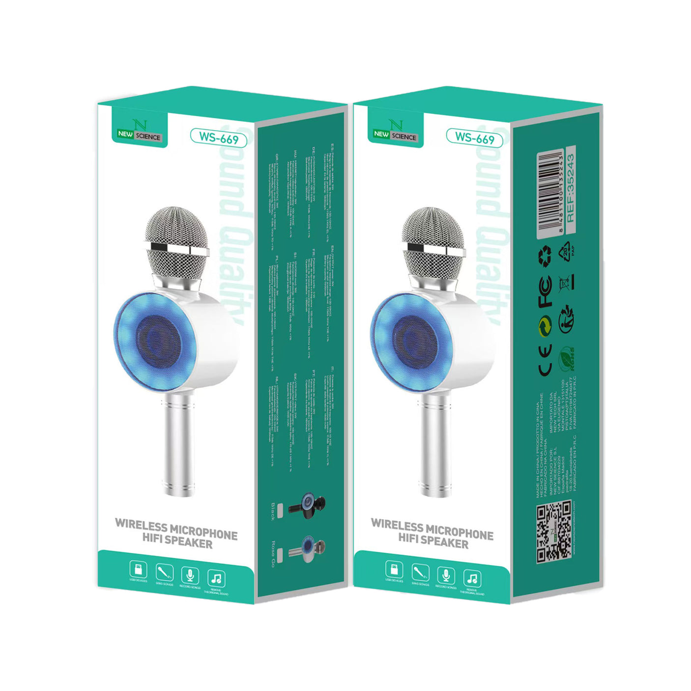 Microfone (branco) com altifalante Modelo WS-669