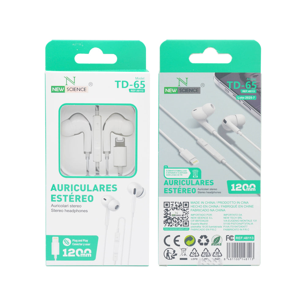 Auriculares Lightning para iPhone con Almohadilla TD-65