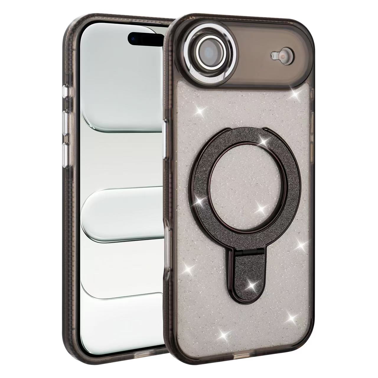 iPhone 17 Funda con Purpurina y Anillo