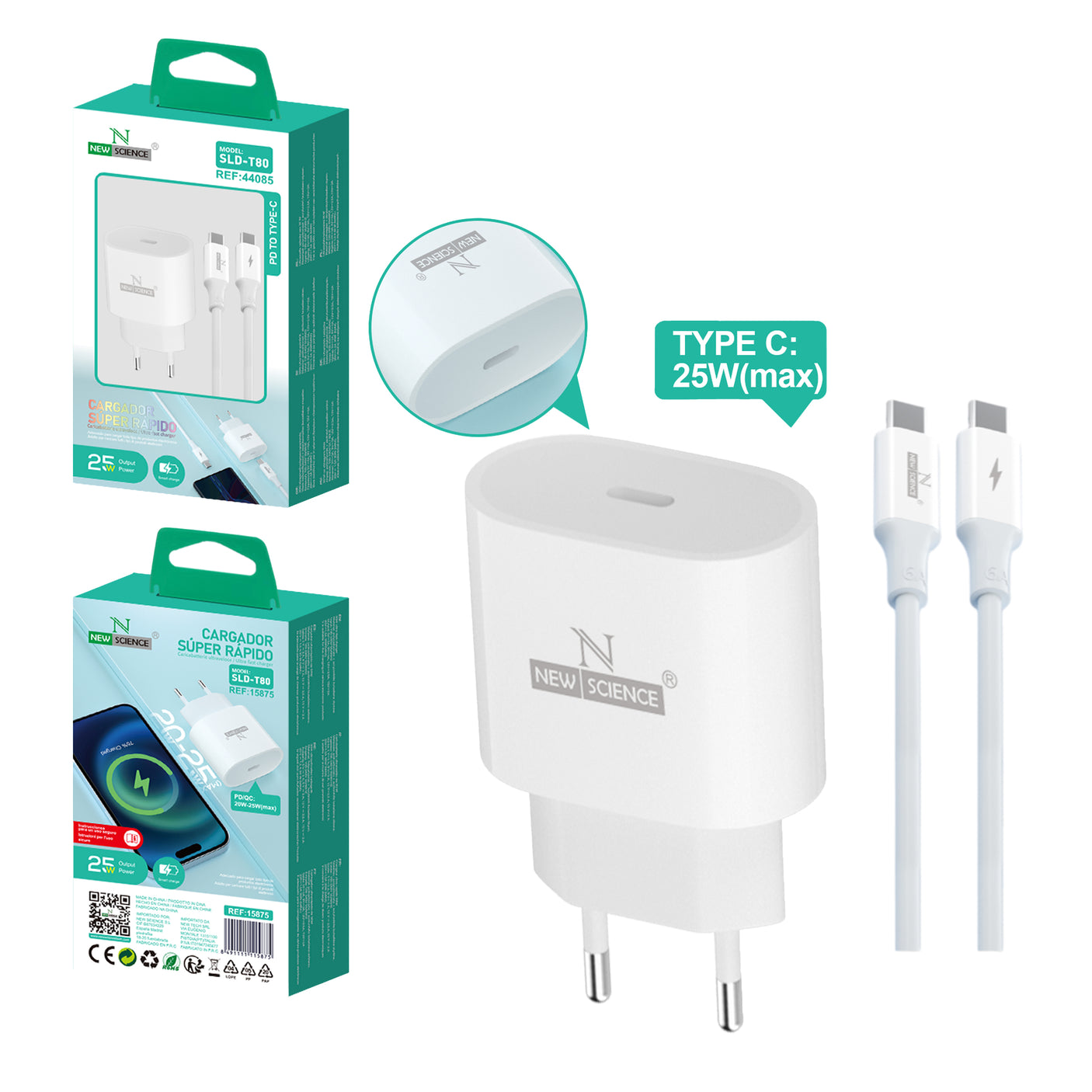 Cargador PD USB-C para Type C 25W SLD-T80