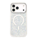 iPhone 13 / iPhone 14 Funda con Purpurina Magnética con Marco de Cámara con Diamantes