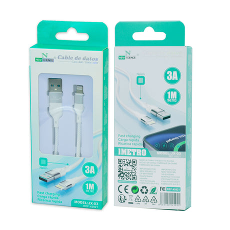 Cabo USB para iPhone 3A 1M JX-03