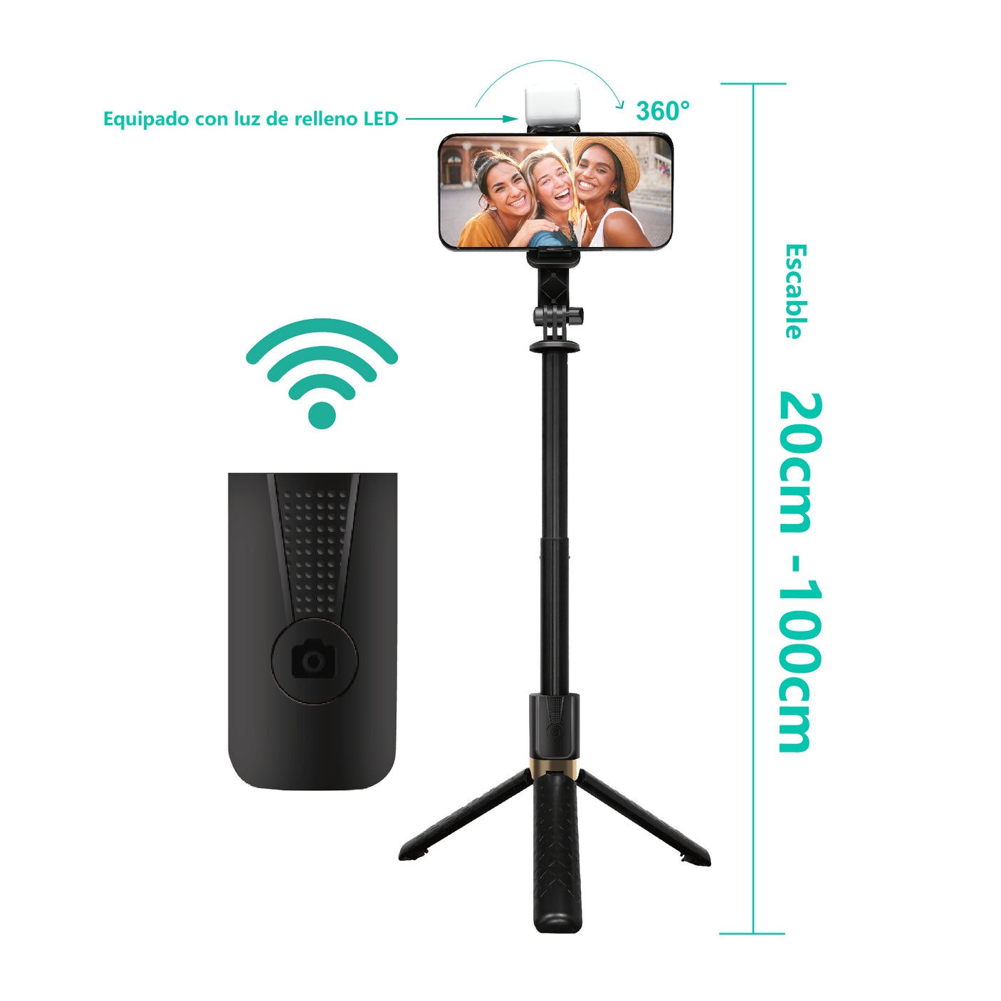 Palo Selfie Tripode 20-100CM HD-258