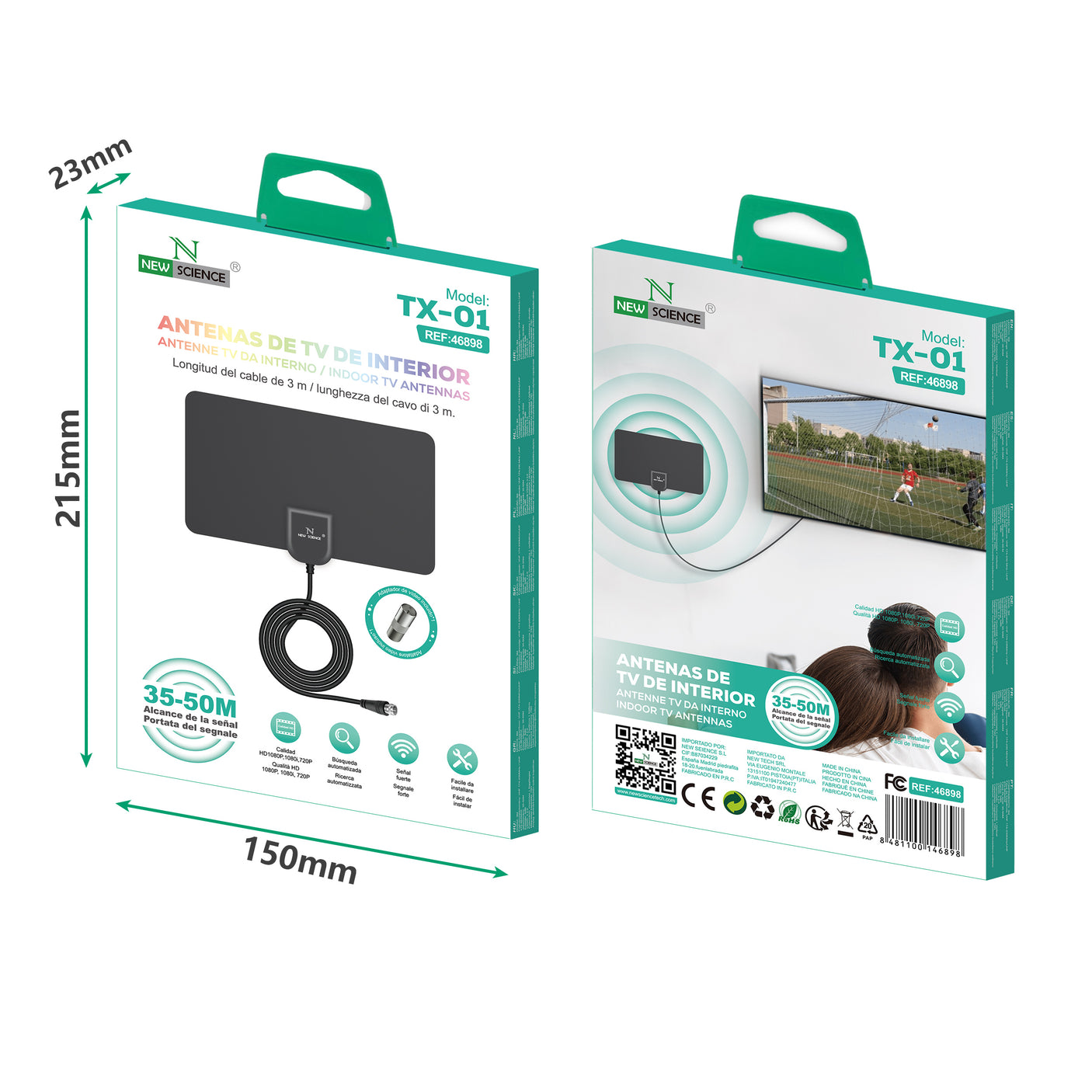 Antenas de TV de Interior Cable 3M TX-01