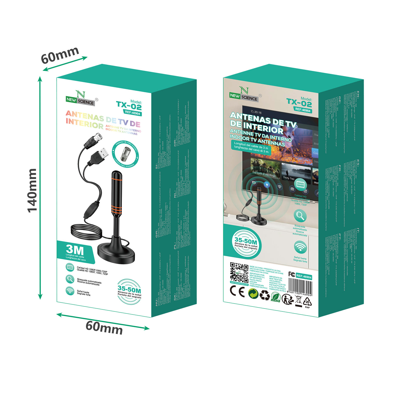 Antenas de TV de Interior Cable 3M TX-02