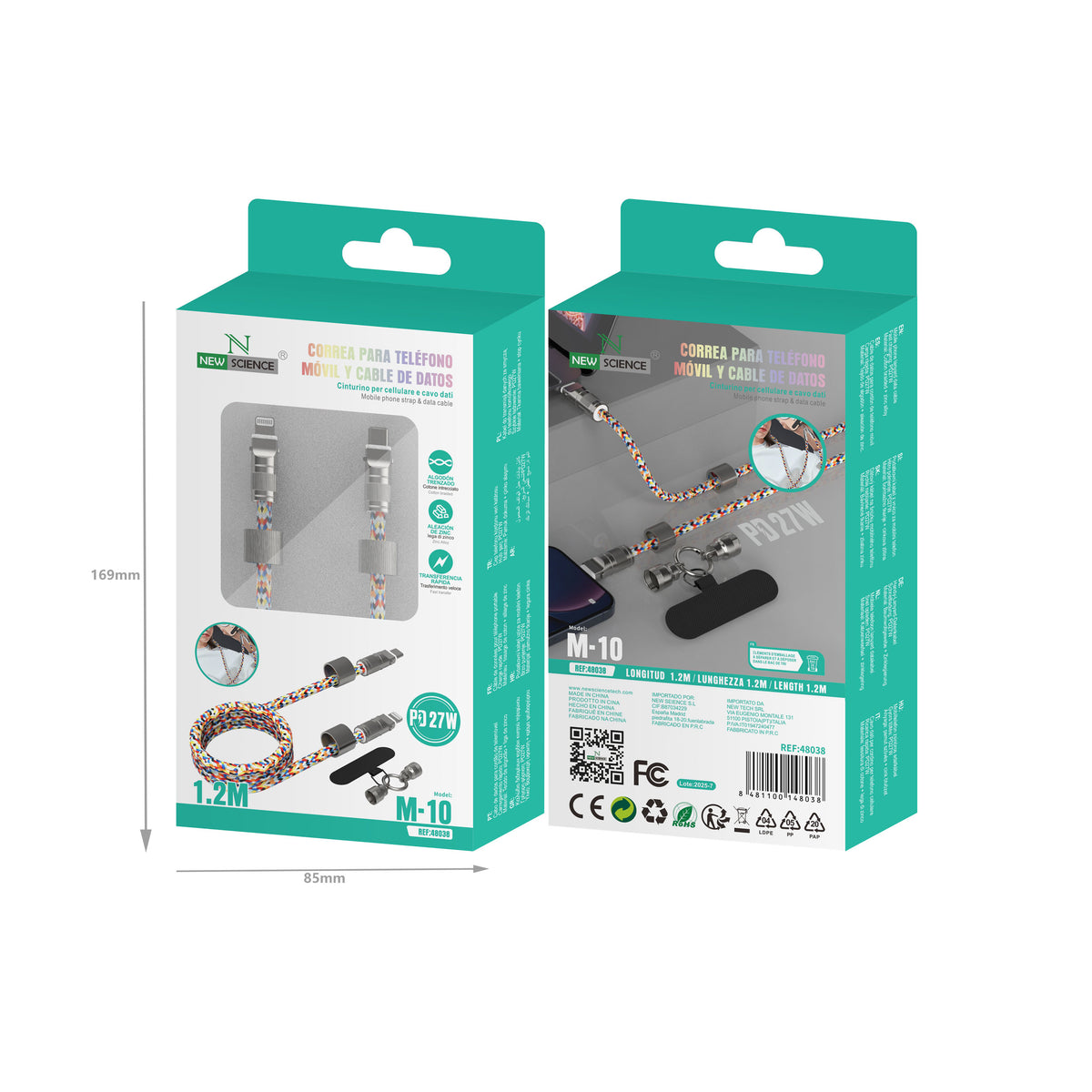 Cable Correa Nylon Trenzado PD USB-C a Lightning iPhone 27W 120CM, Modelo M-10