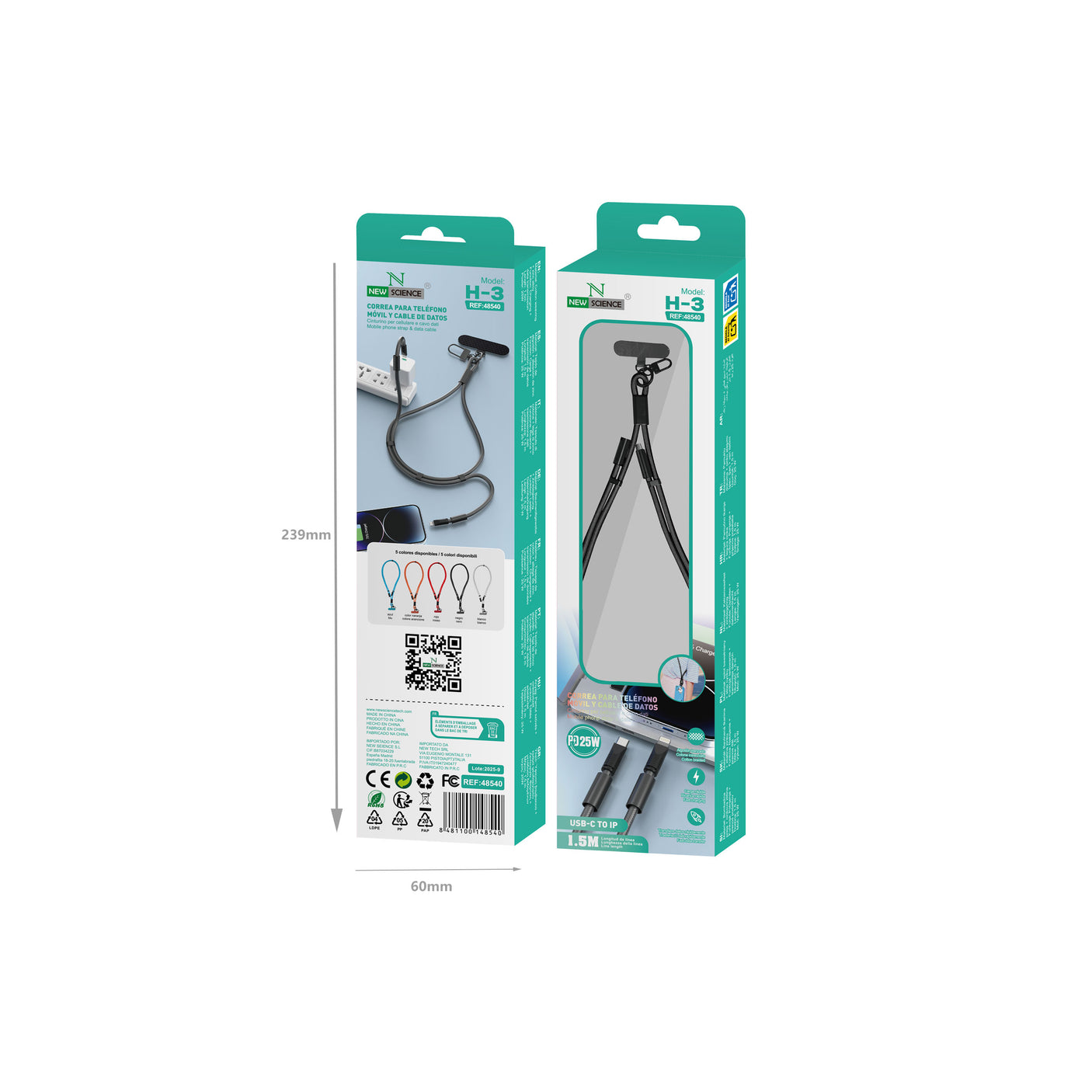 Cable Correa Nylon Trenzado PD USB-C a Lightning iPhone 25W 150CM, Modelo H-3