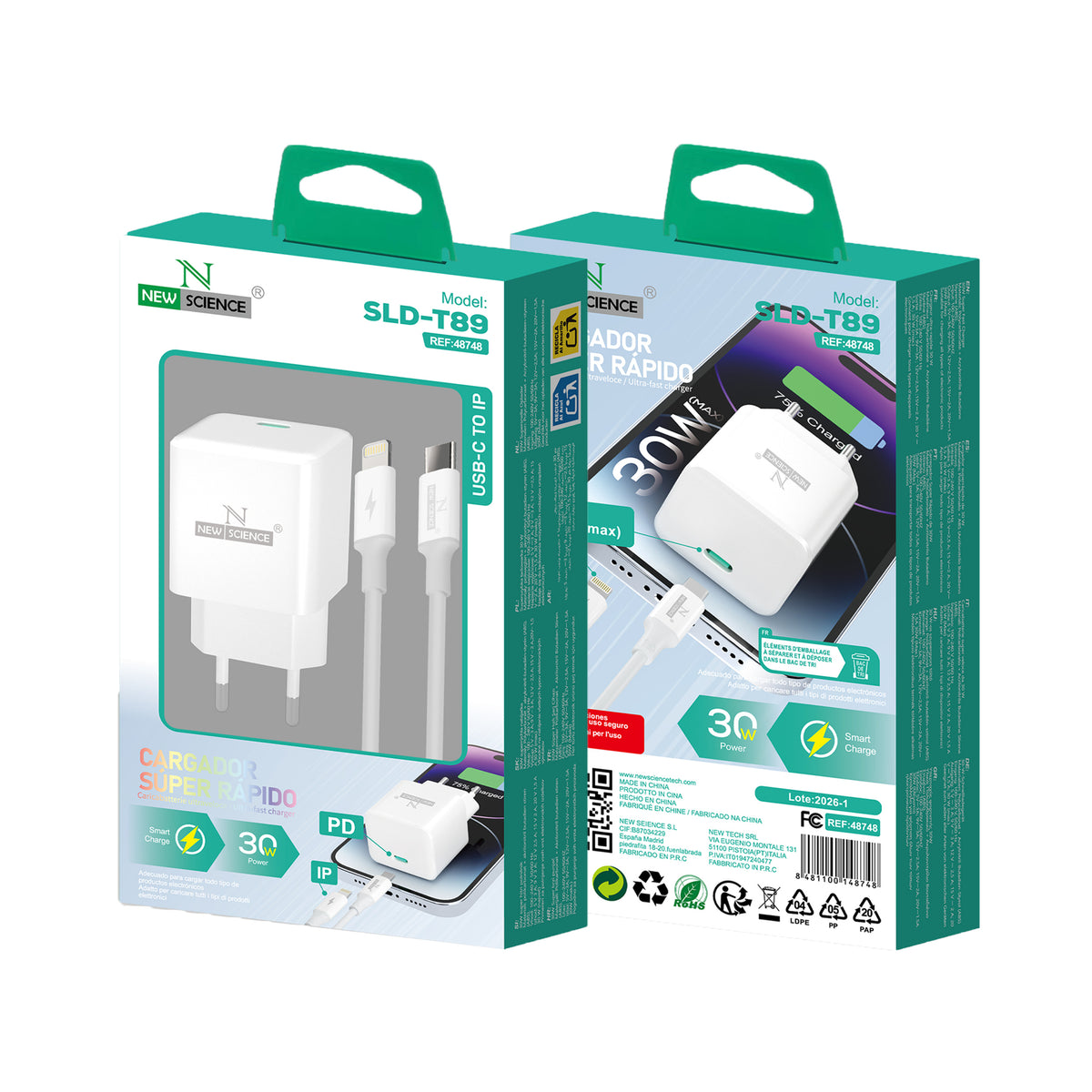 Cargador PD USB-C a  Lightning 30W SLD-T89
