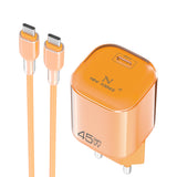 Cargador PD USB-C a Type C 45W 3A Modelo:AC-230 Naranja