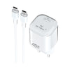 Cargador PD USB-C a Type C 45W 3A Modelo:AC-230 Blanco