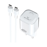 Cargador PD USB-C a Type C 45W 3A Modelo:AC-230 Blanco