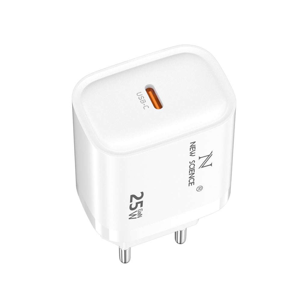 Enchufe Adaptador PD USB-C 25W 3A Modelo: AC-203 Blanco