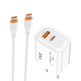 Cargador de 2 Puertos PD USB-C + USB-A 25W 3A Modelo:AC-203 Blanco