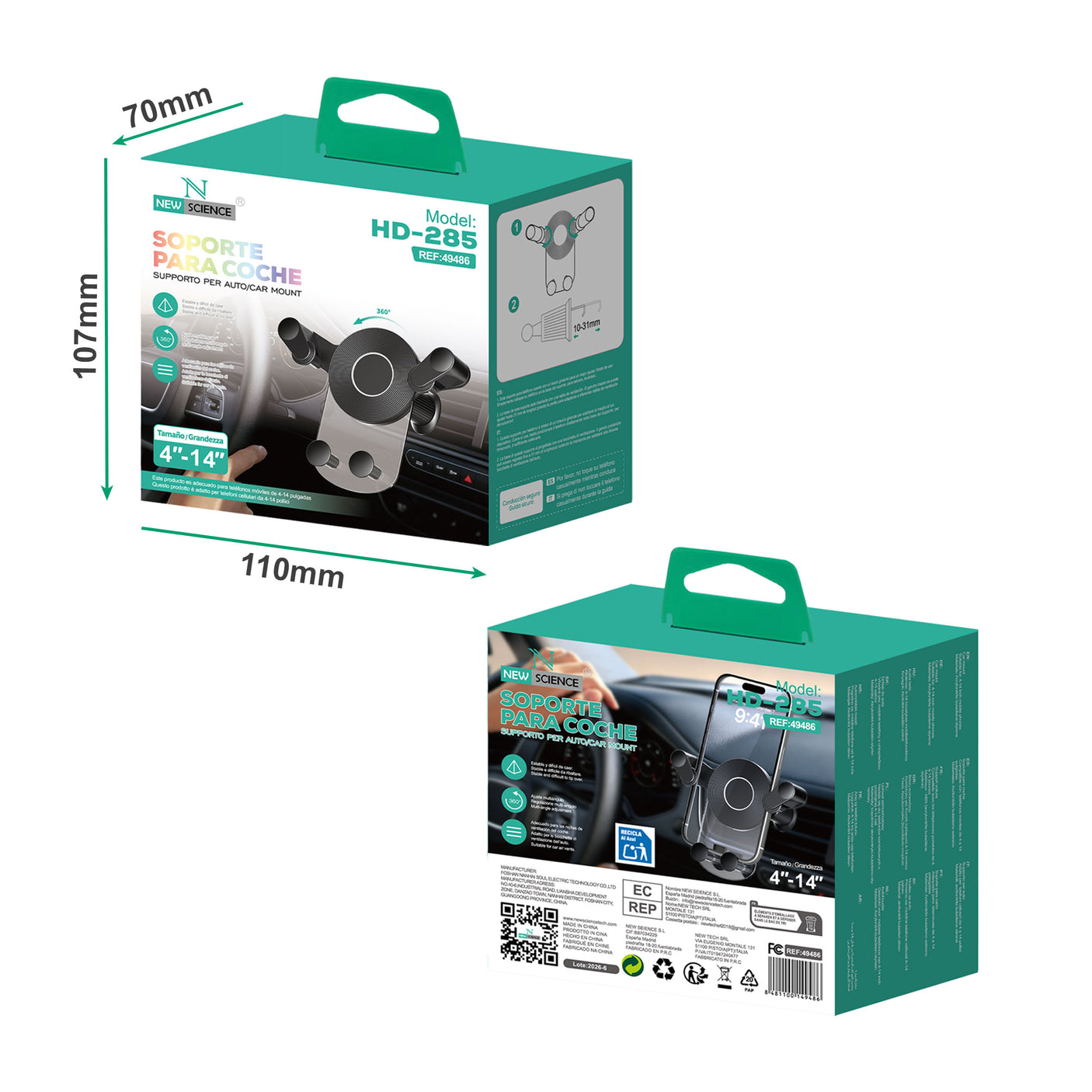 Soporte Coche con Gancho HD-285