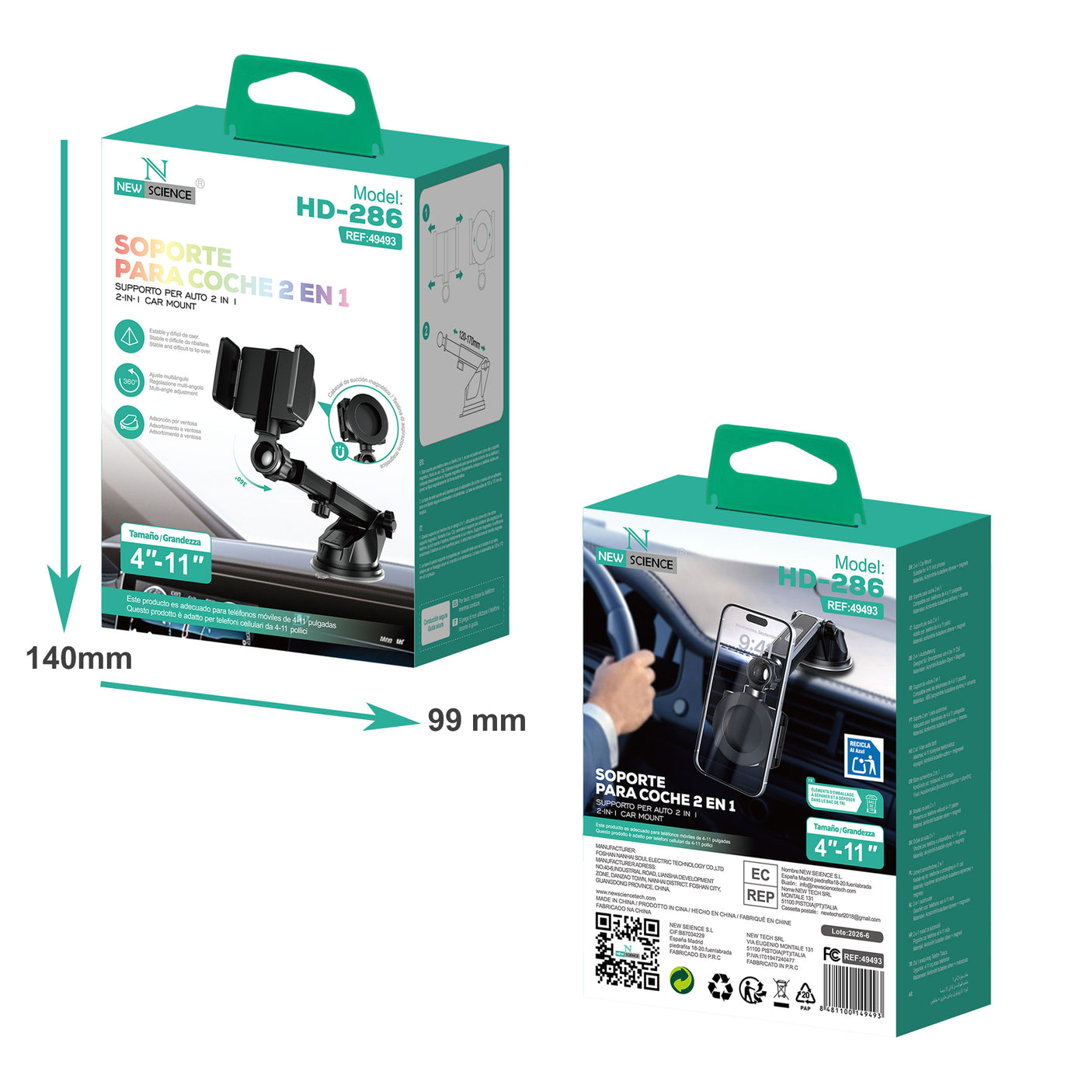 Soporte Coche con Ventosa HD-286