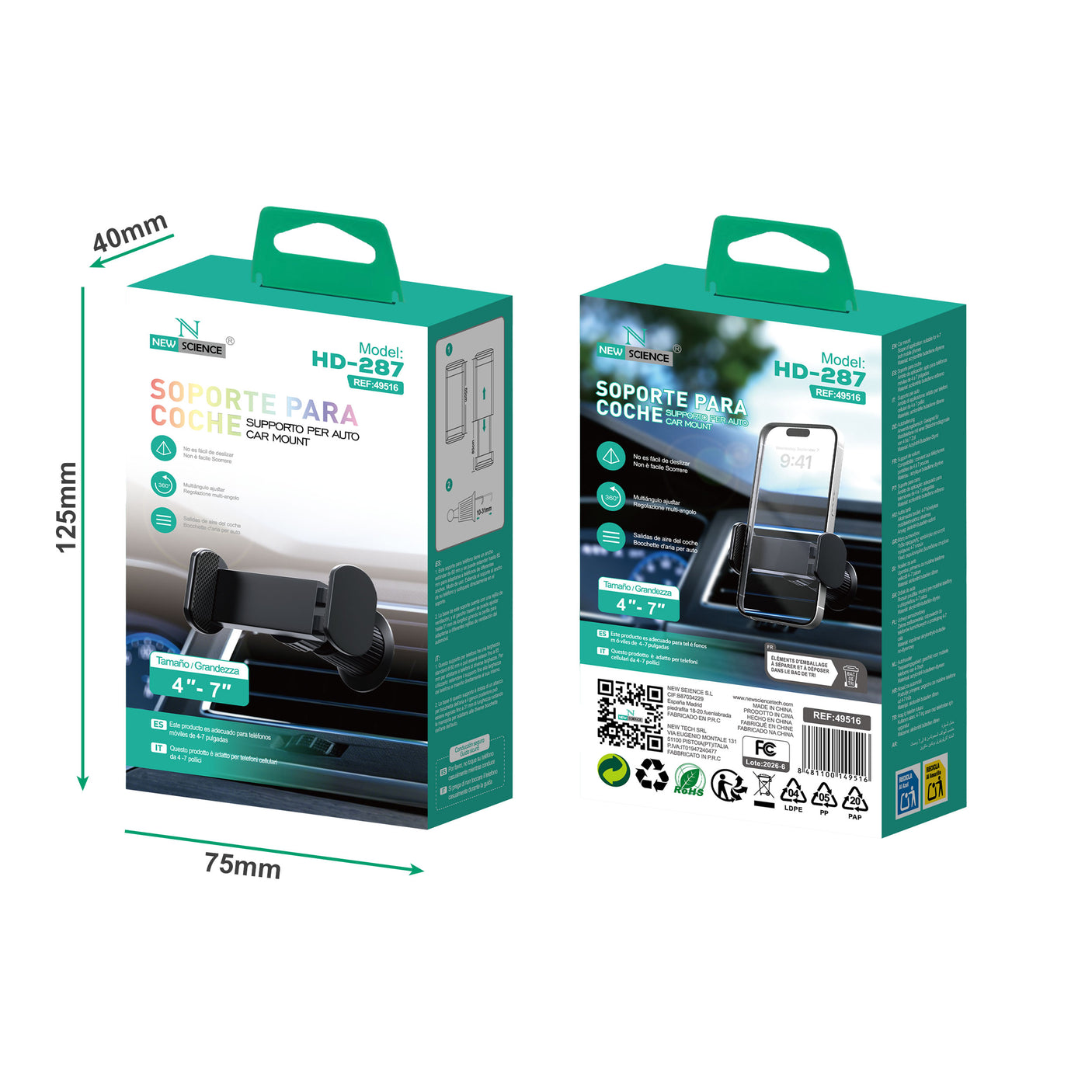 Soporte Coche con Gancho HD-287