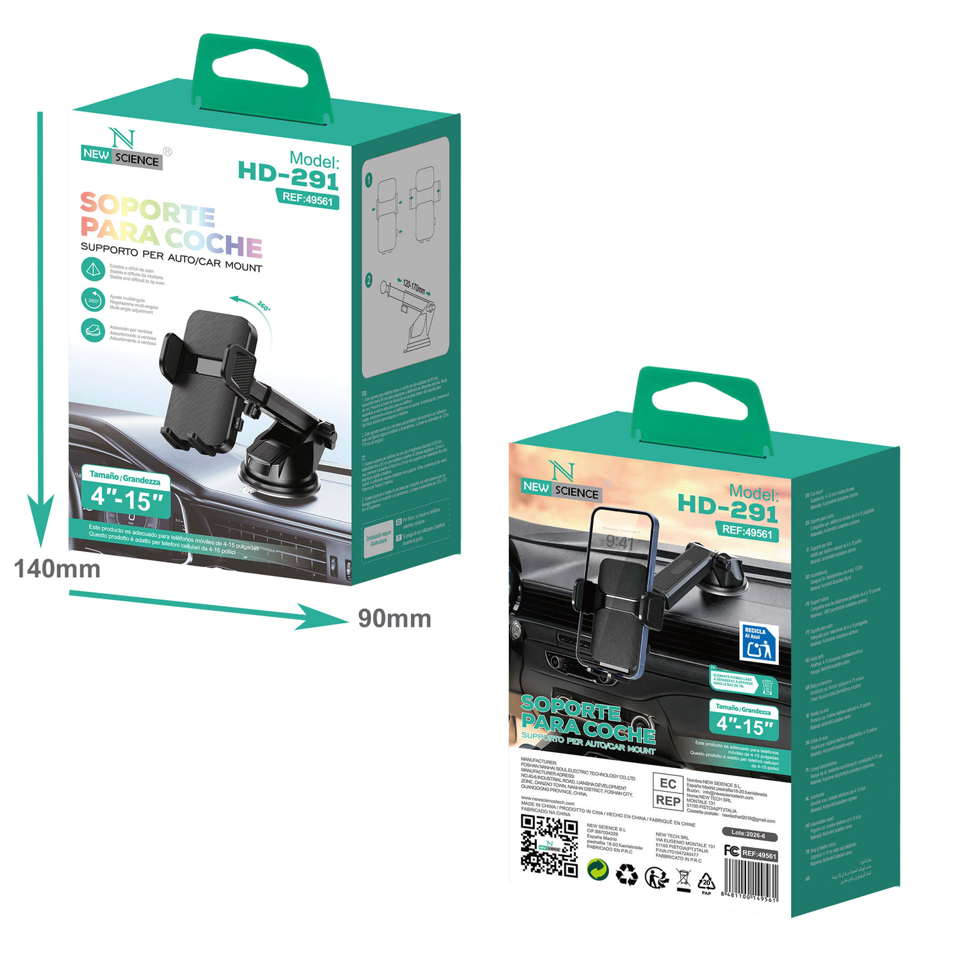 Soporte Coche con Ventosa HD-291