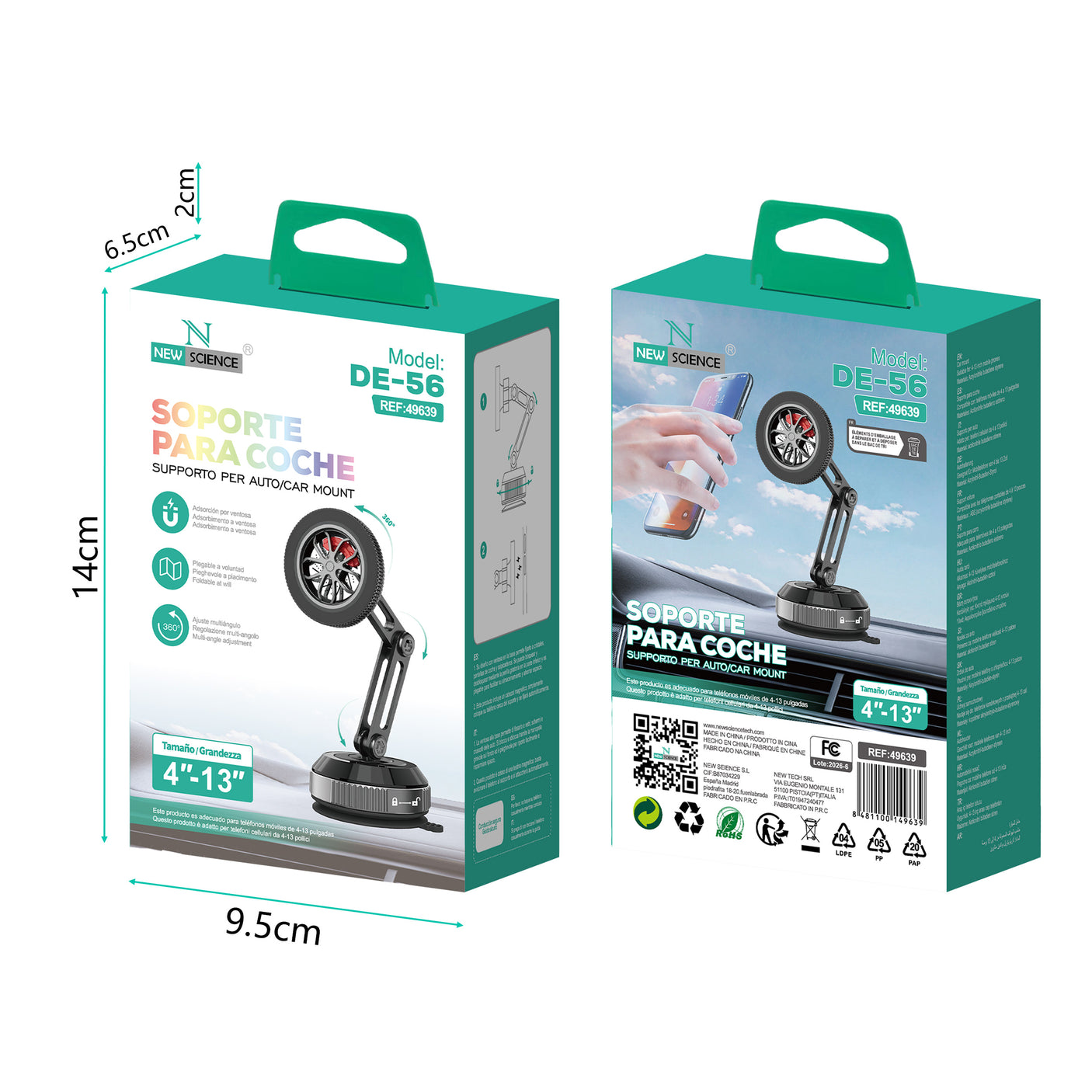 Soporte Coche Magnético con Ventosa DE-56