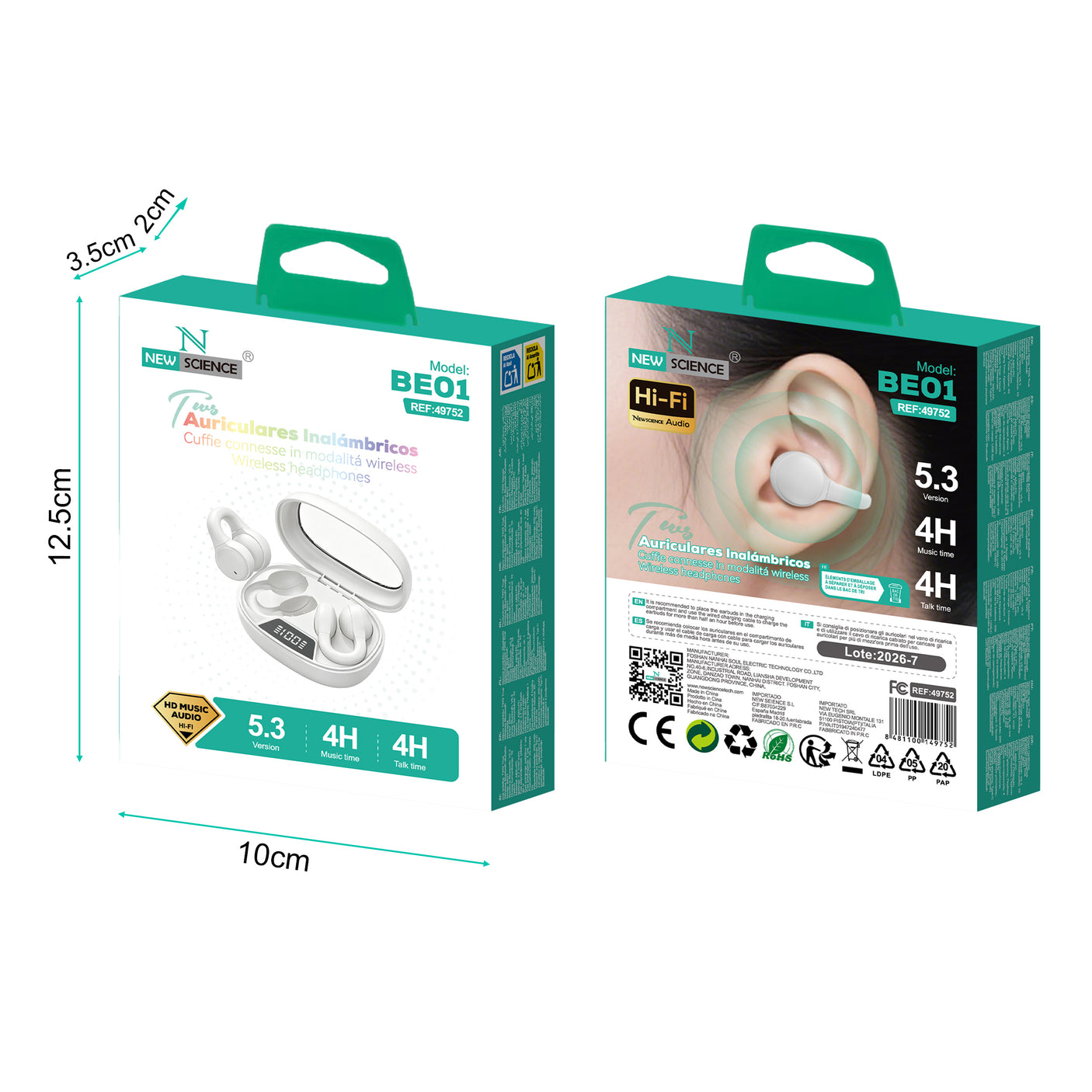 Auriculares Inalámbricos BE01 BLANCO