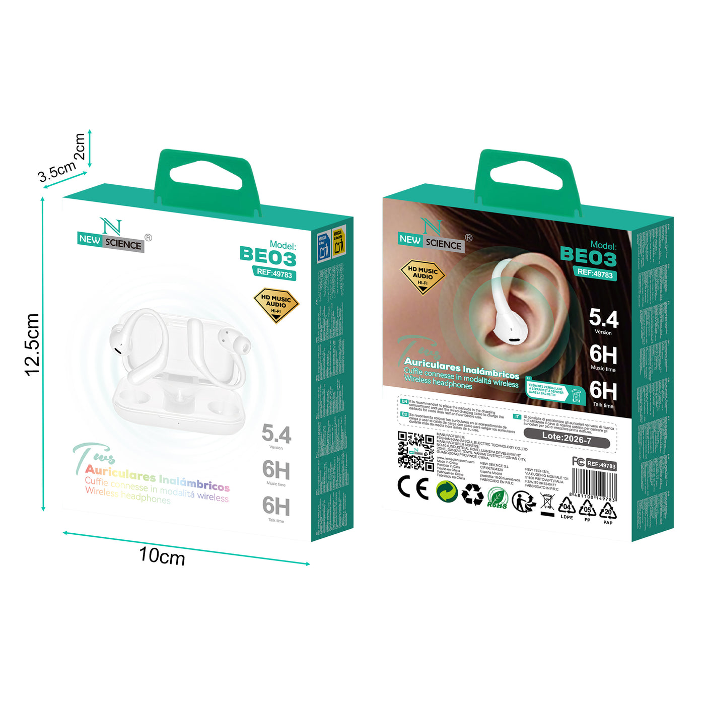 Auriculares Inalámbricos BE03 BLANCO