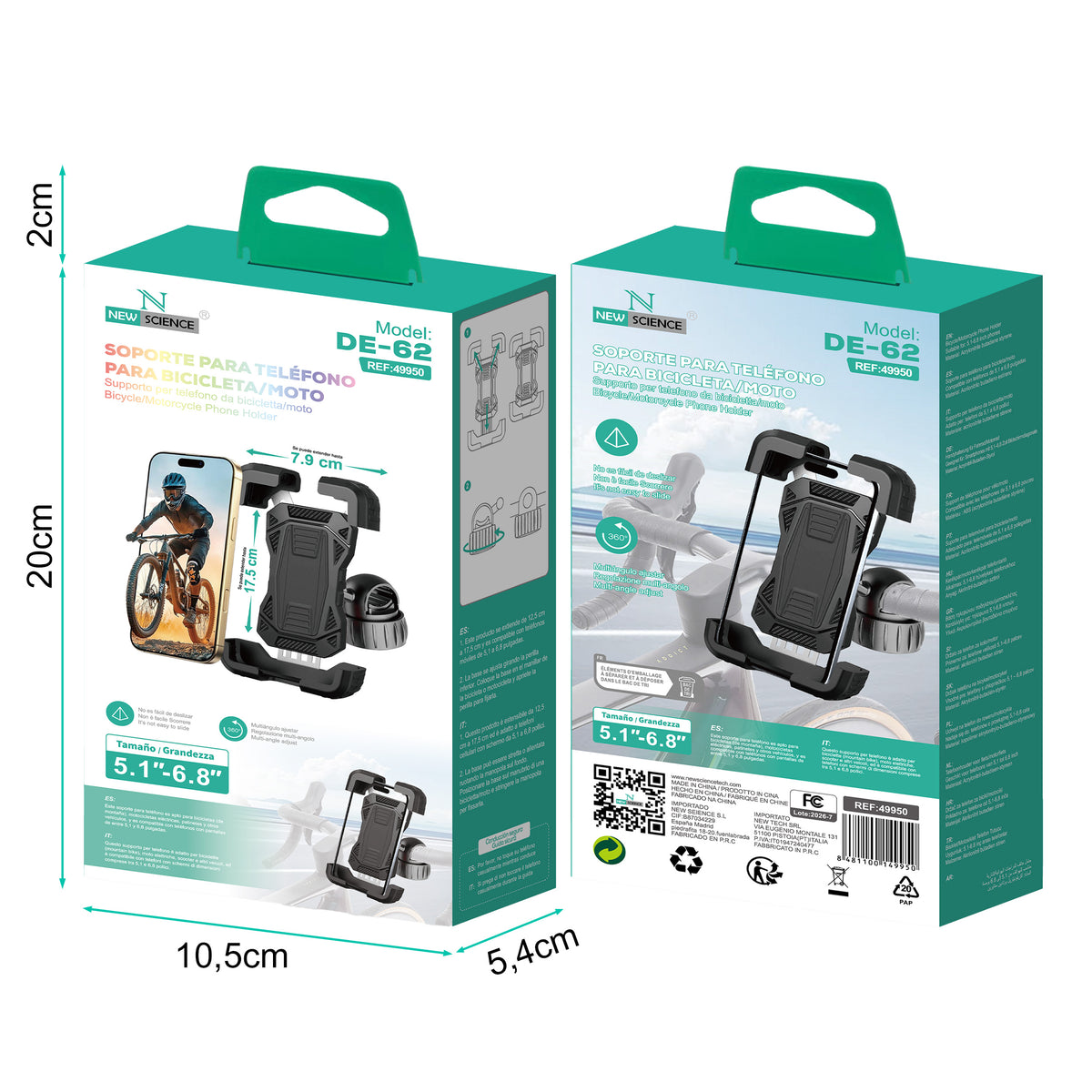 Soporte de Móvil para Bicicleta o Moto - Modelo:DE-62