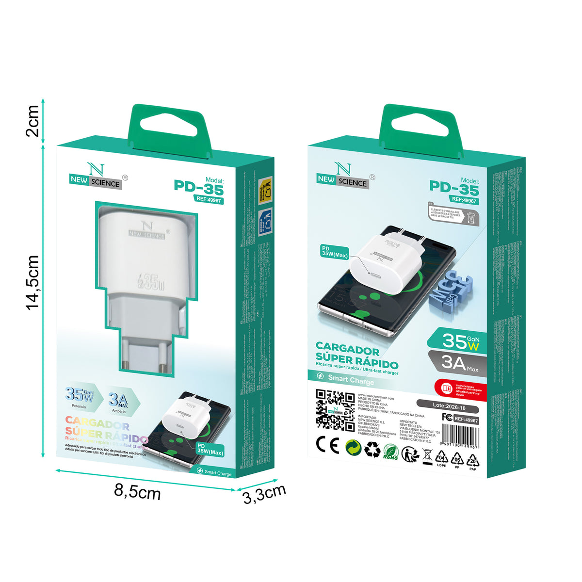 Adaptador / Enchufe PD USB-C 35W Modelo PD-35