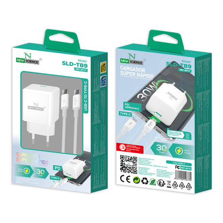 Cargador PD USB-C a Type C 30W SLD-T89