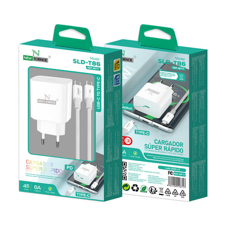 Cargador PD USB-C a Type C 45W SLD-T86