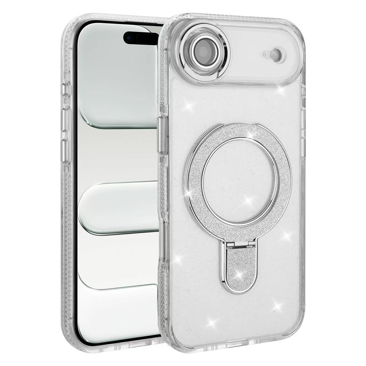 iPhone 17 Funda con Purpurina y Anillo