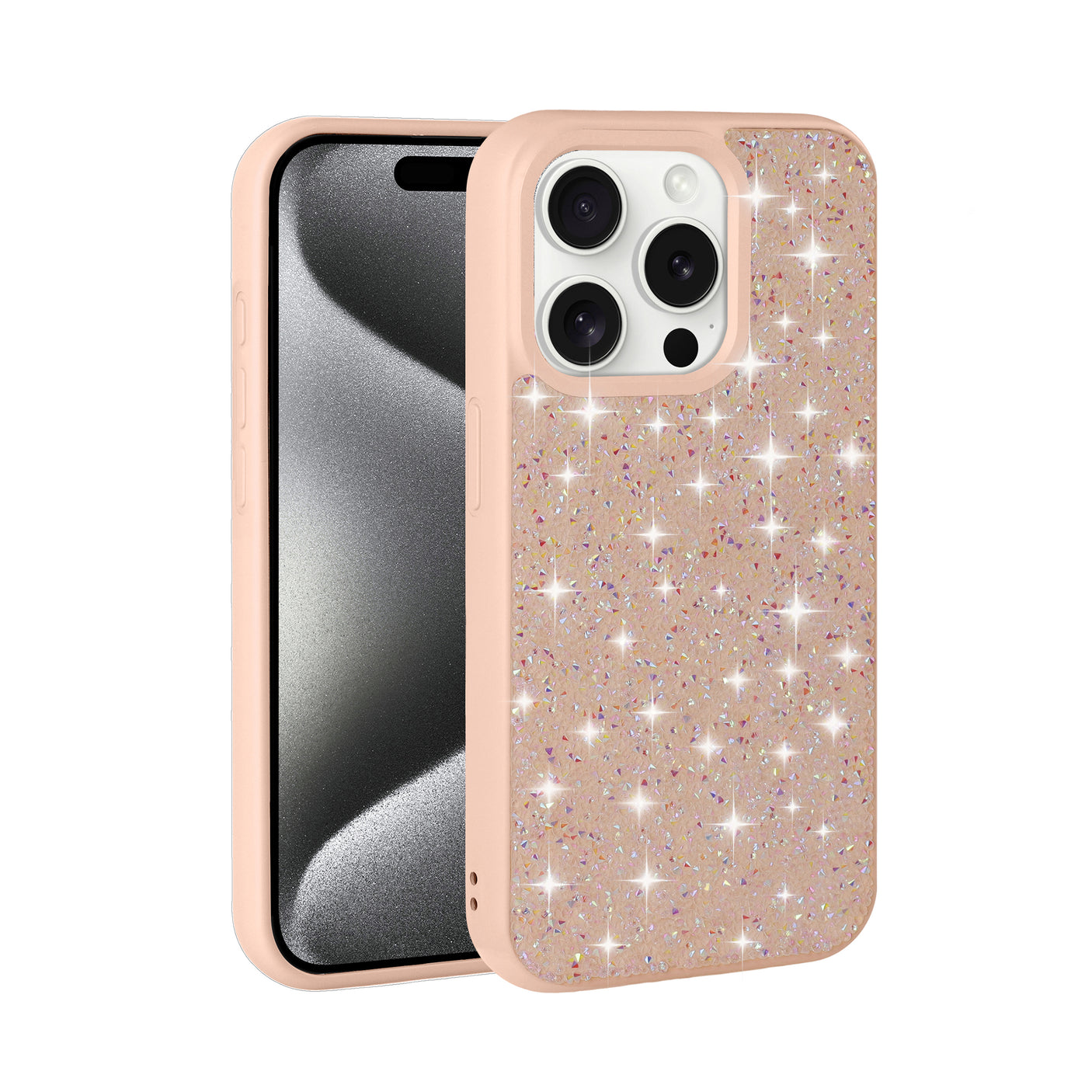 iPhone 15 Pro Carcasa con Purpurina Brillante Cromada