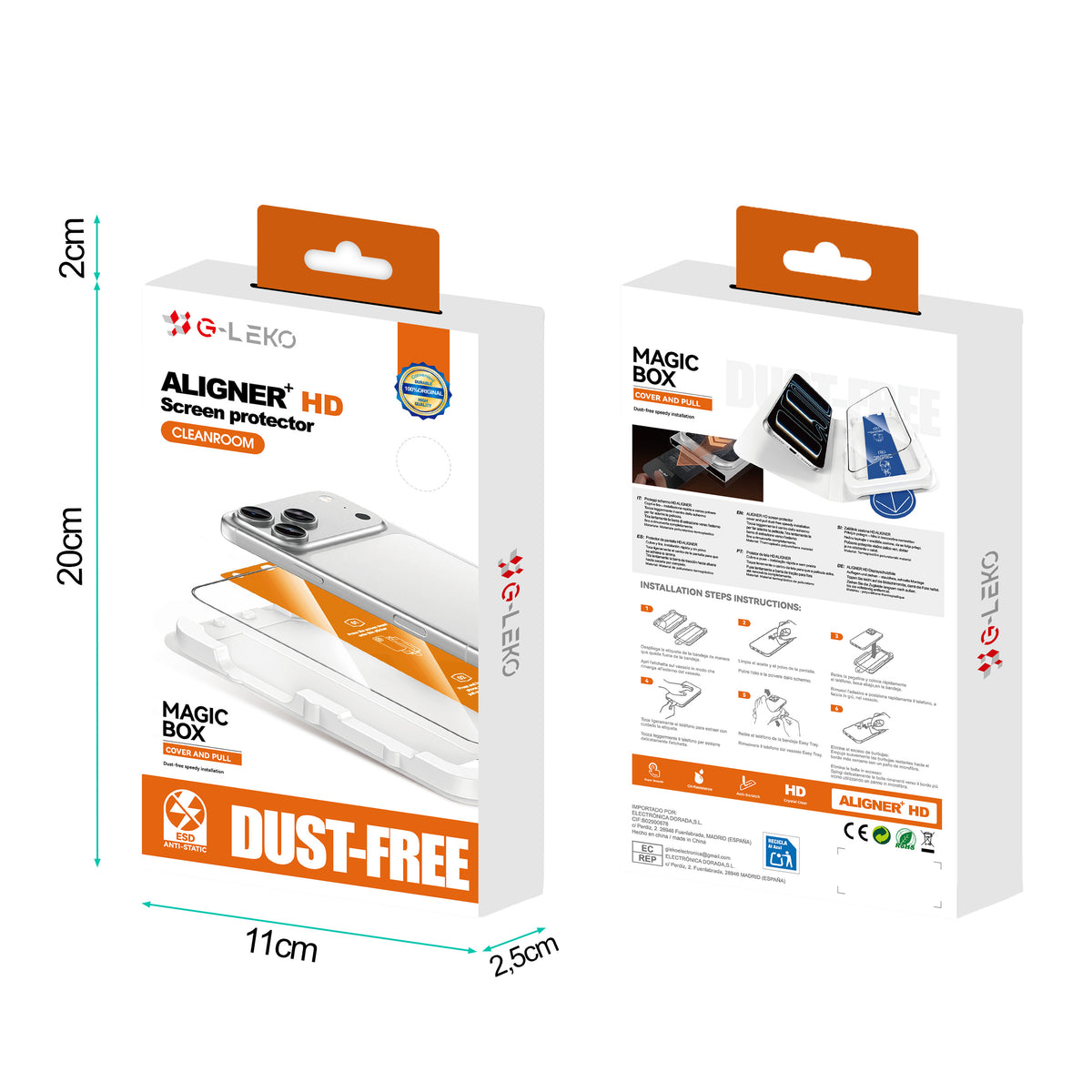 iPhone 16 Pro Max Protector de pantalla HD ALIGNER Anti-Estático con Autoalineación