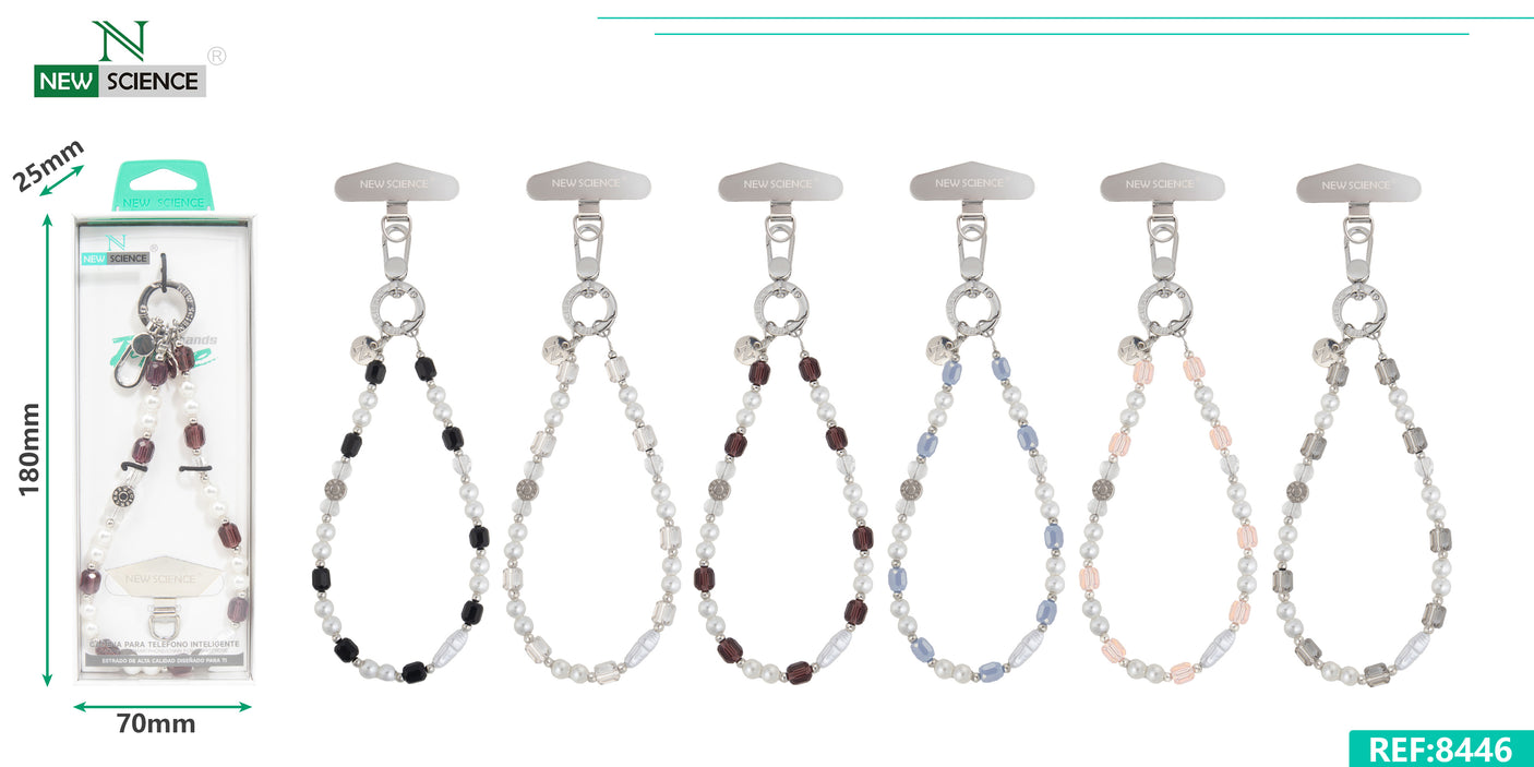 Cadena Multifuncional de 16cm para Movil con Perlas y Cuentas (Pake 10 uds)