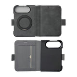 iPhone Duo Carcasa Magsafe Tacto Piel -Soporte+Tarjetro+Libro 3 En 1