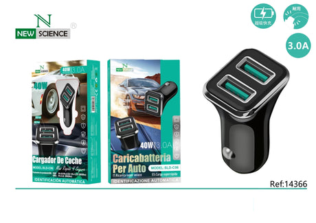 Adaptador Coche 2USB 40W/3A SLD-C06