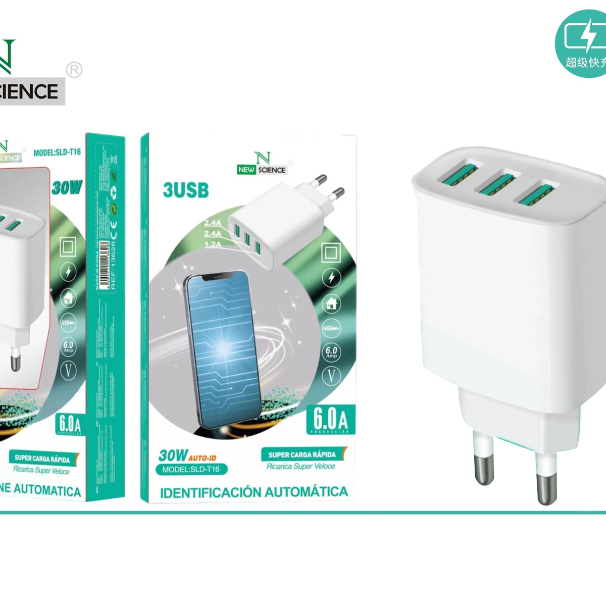 3USB 30W 2.4A SLD-T16 Plug – New Science
