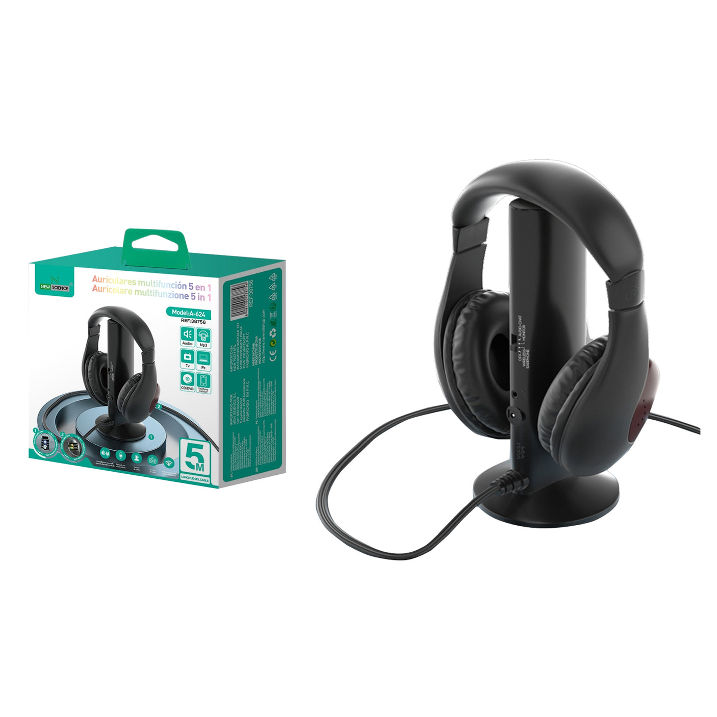 Multifunction Headphones with 5 Meter Cable A-624