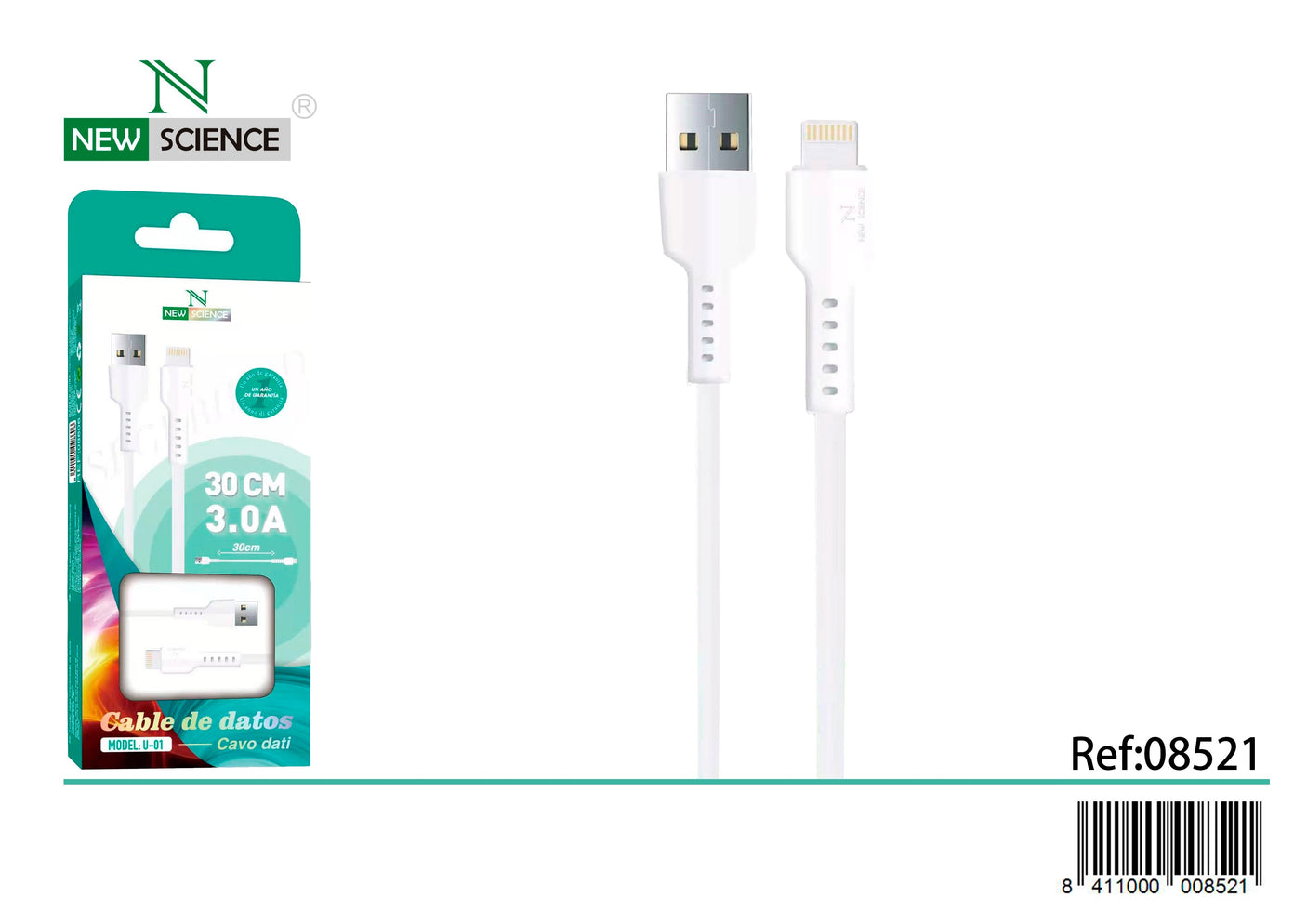 Cable USB a iPhone 3A U-01