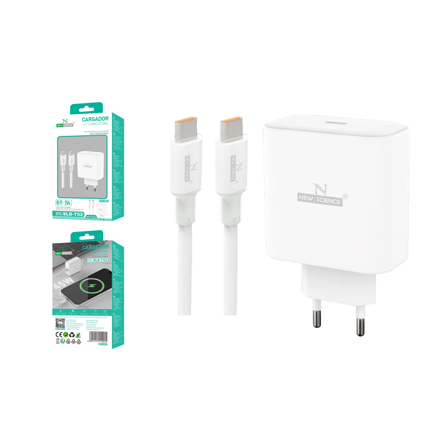 Cargador PD USB-C para Type C 65W/5A SLD-T52