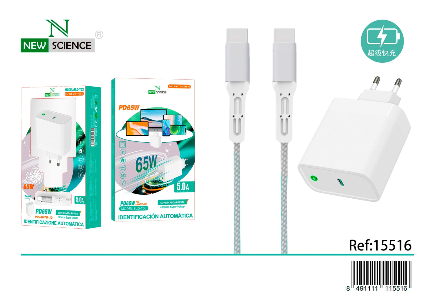 Carregador USB-C PD para Tipo C 65W SLD-T53