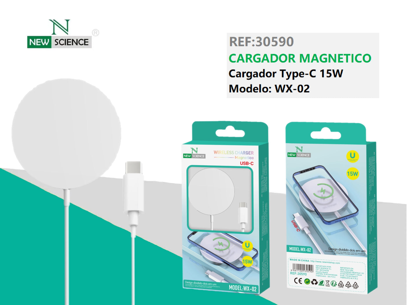 Cargador Magnetico con Type C 15W Modelo WX-02