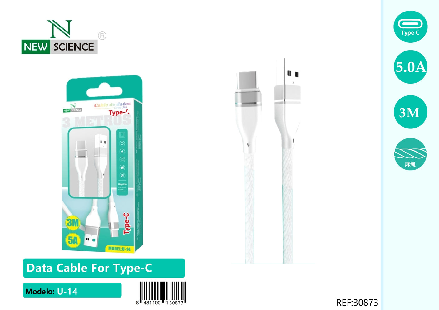 Cable USB a Type C 5A U-13