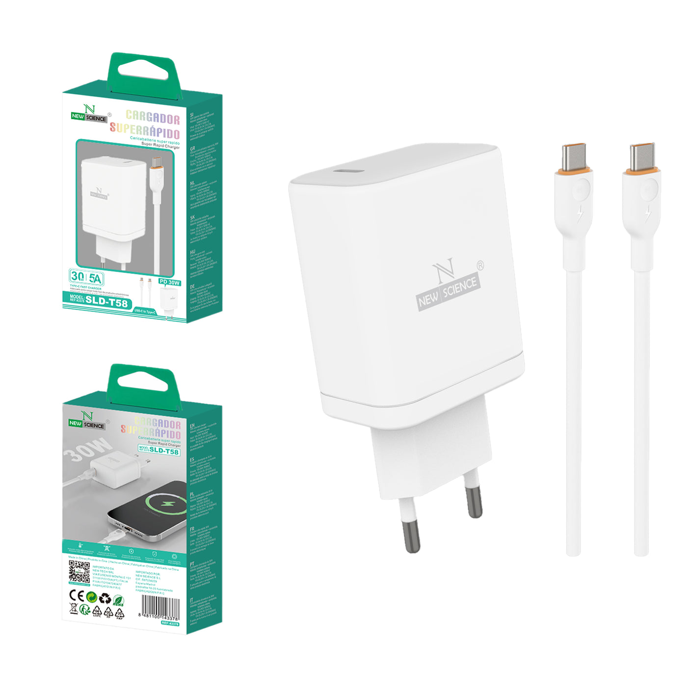 Cargador PD USB-C para Type C 30W/5A SLD-T58