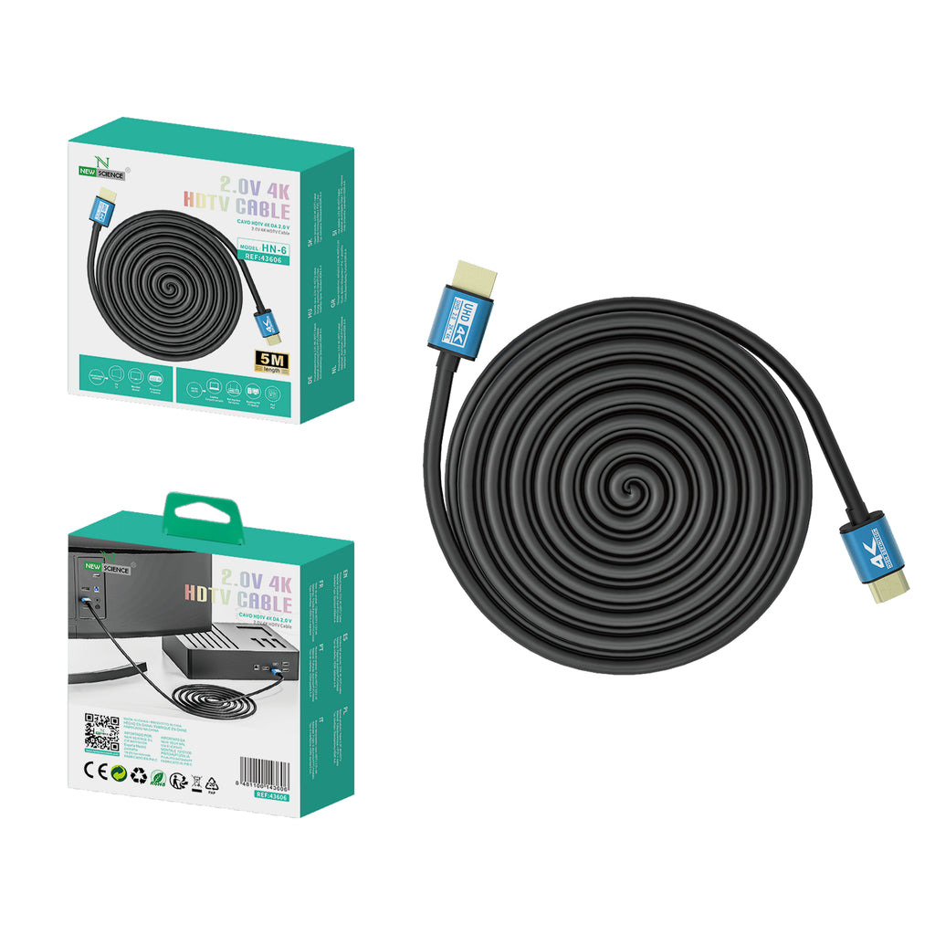 Cable HDMI Meltalizado 2.0V / Resolución 4K 5M Modelo HN-6