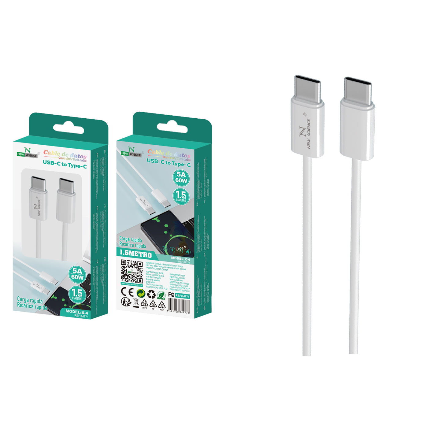 USB-C to Type-C Data Cable 5A 60W 1.5M X-4