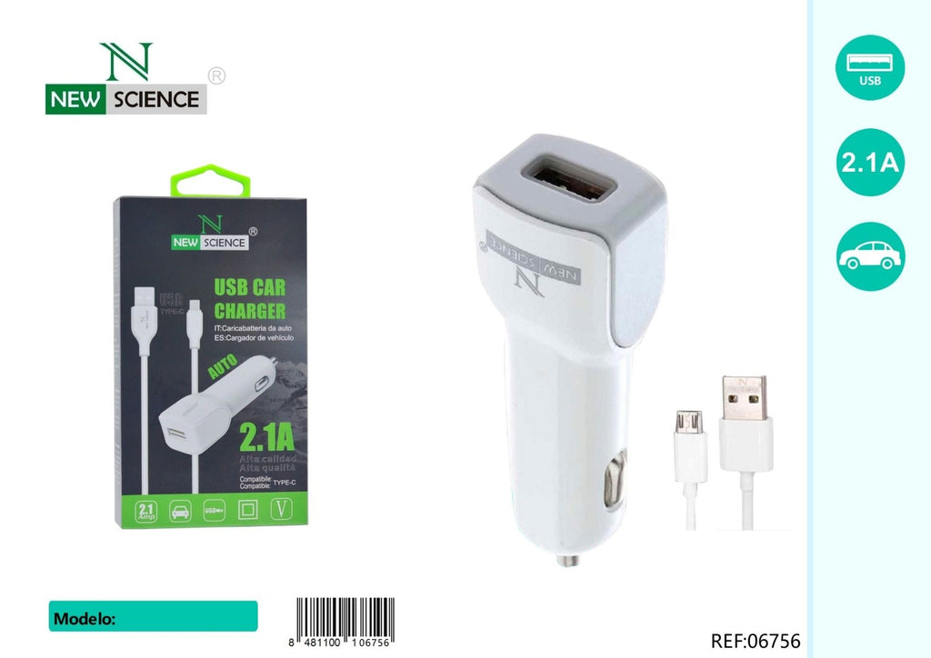 Cargador Coche USB a Micro 2.1A