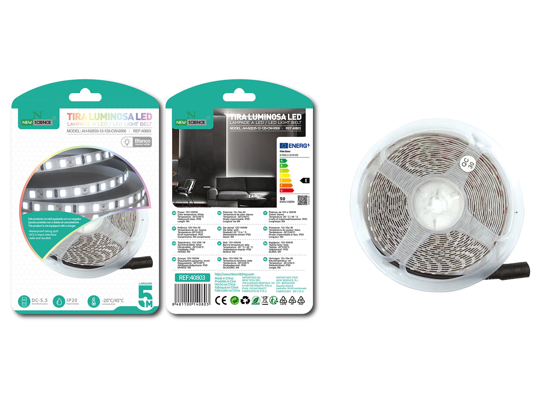 Science Led Strip Md AH-N2835-12-120-WW-0500 LED Light Strips (Adapter not included ...